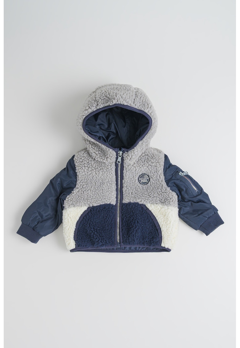 Geaca pufoasa cu model 2-in-1 - Gri deschis/Albastru inchis/Bej deschis
