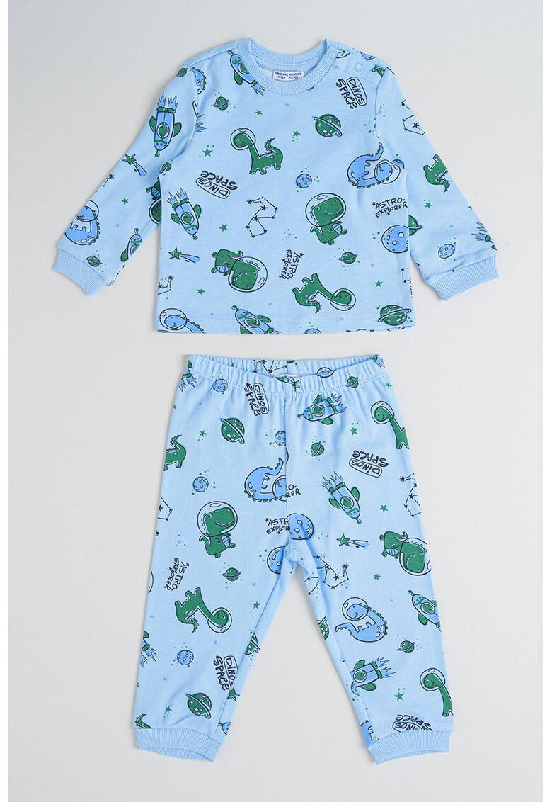Pijama lunga cu model - Verde/Albastru deschis