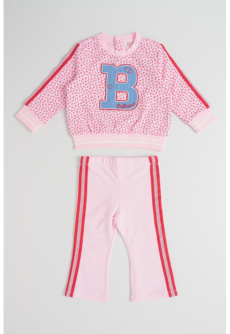 Set de bluza si colanti cu imprimeu - 2 piese - Roz zmeuriu/Argintiu/Roz pal