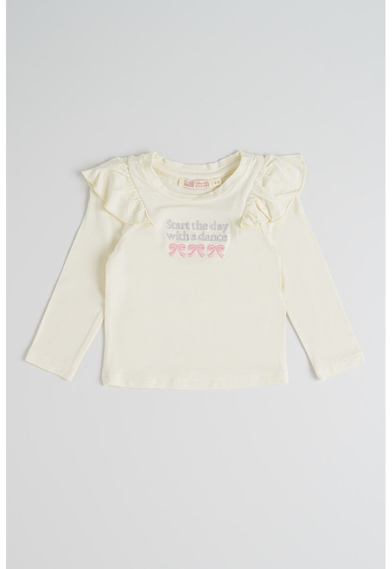 Bluza cu detalii cu volane - Roz deschis/Galben pal