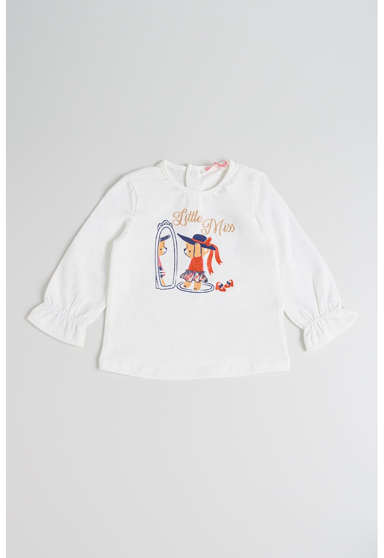 Bluza cu decolteu la baza gatului si imprimeu grafic - Alb murdar