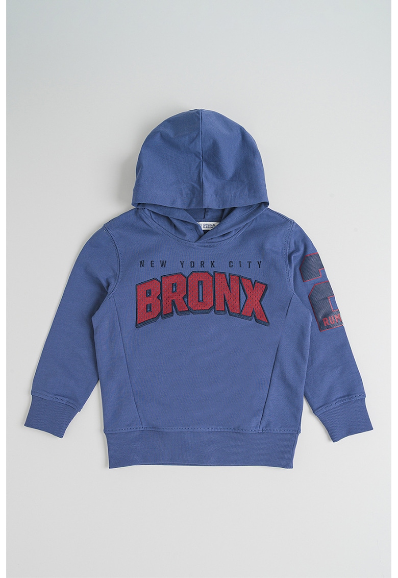 Hanorac cu imprimeu text contrastant - Albastru ultramarin/Albastru prafuit/Rosu inchis