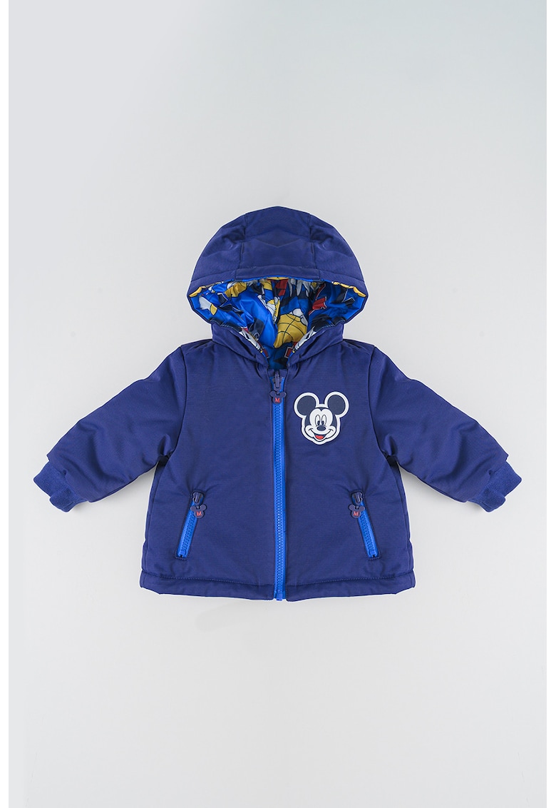 Geaca reversibila cu gluga si imprimeu - Albastru inchis