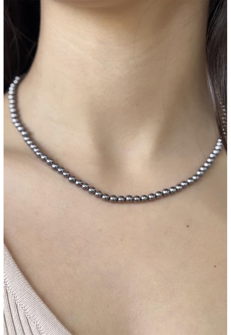 Colier din argint veritabil cu margele - Argintiu