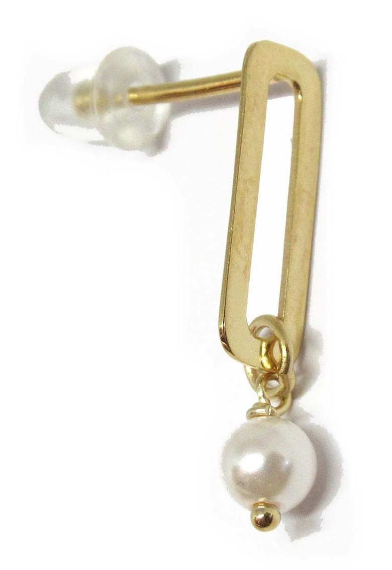 Cercei de argint placati cu aur de 18 K si cu perla sintetica