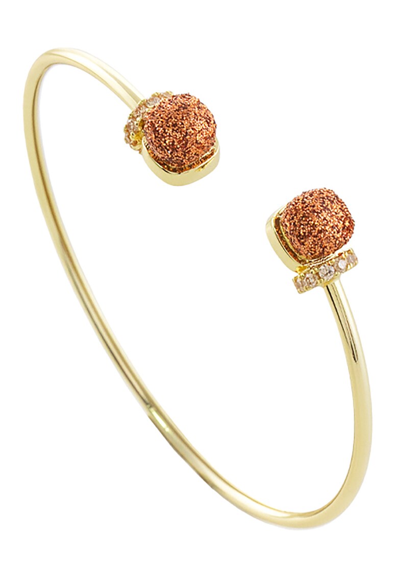 Bratara rigida placata cu aur de 18 K si cu zirconia