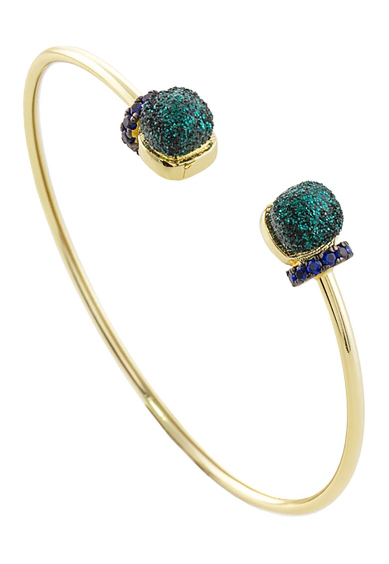 Bratara rigida placata cu aur de 18K si cu zirconia