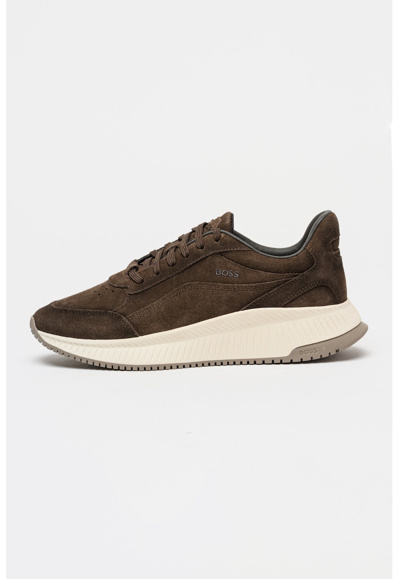 Pantofi sport din piele intoarsa cu detaliu logo Ttnm Evo Runn - Maro inchis