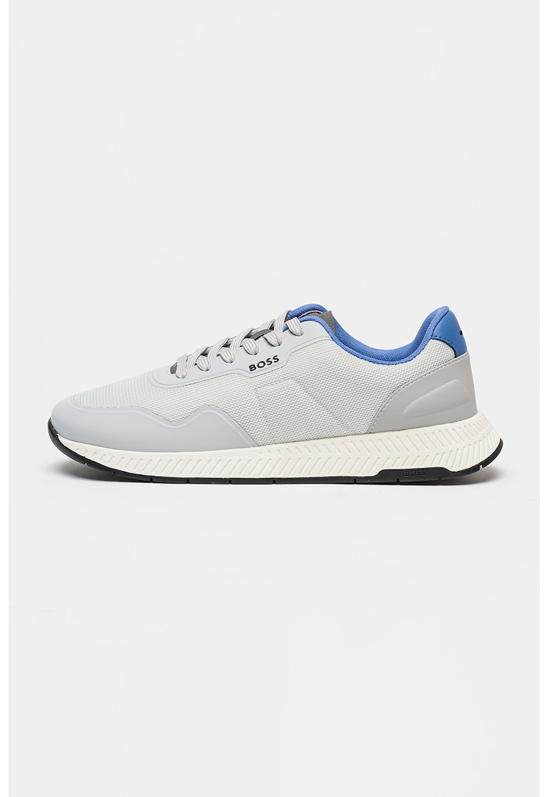 Pantofi sport din piele ecologica cu garnituri din material textil Titanium Runn - Gri deschis/Albastru deschis