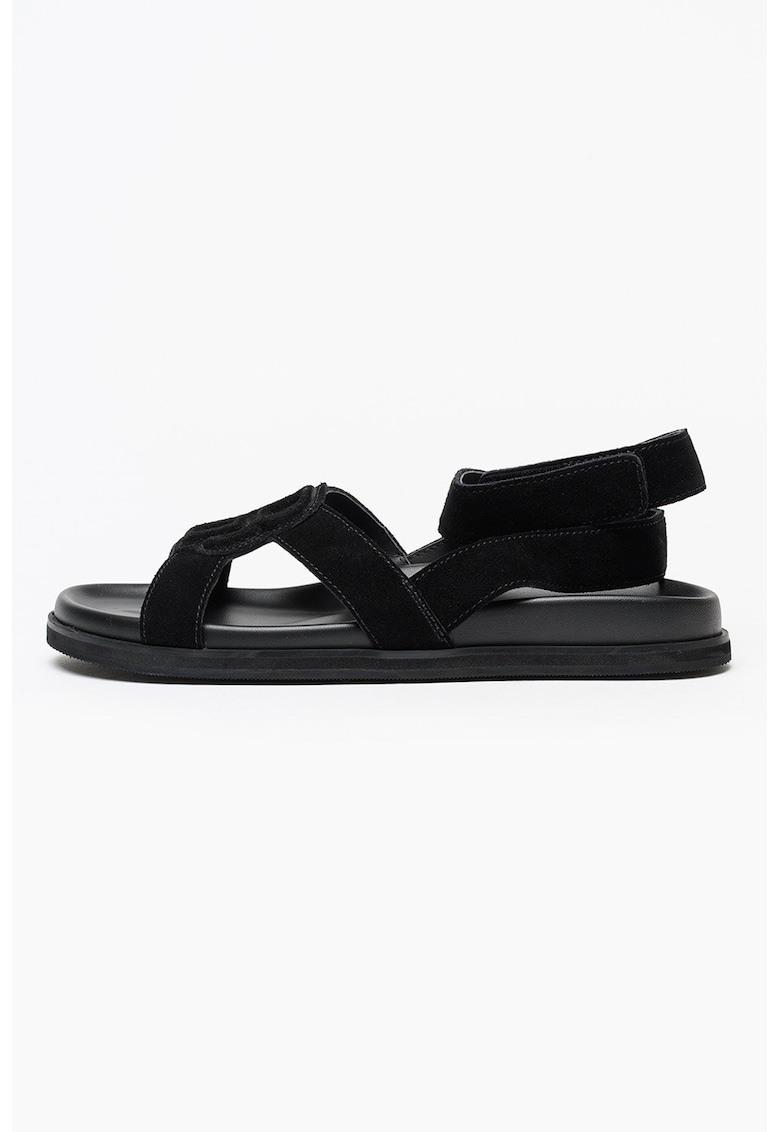 Sandale din piele intoarsa cu velcro Freyah - Negru