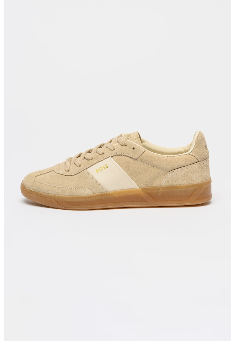 Pantofi sport din piele intoarsa cu logo Brenta - Bej deschis