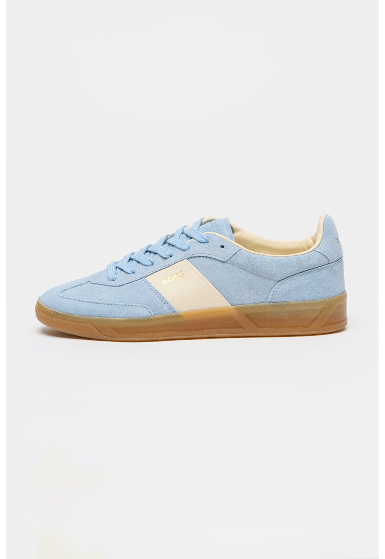 Pantofi sport din piele intoarsa cu logo Brenta - Albastru deschis