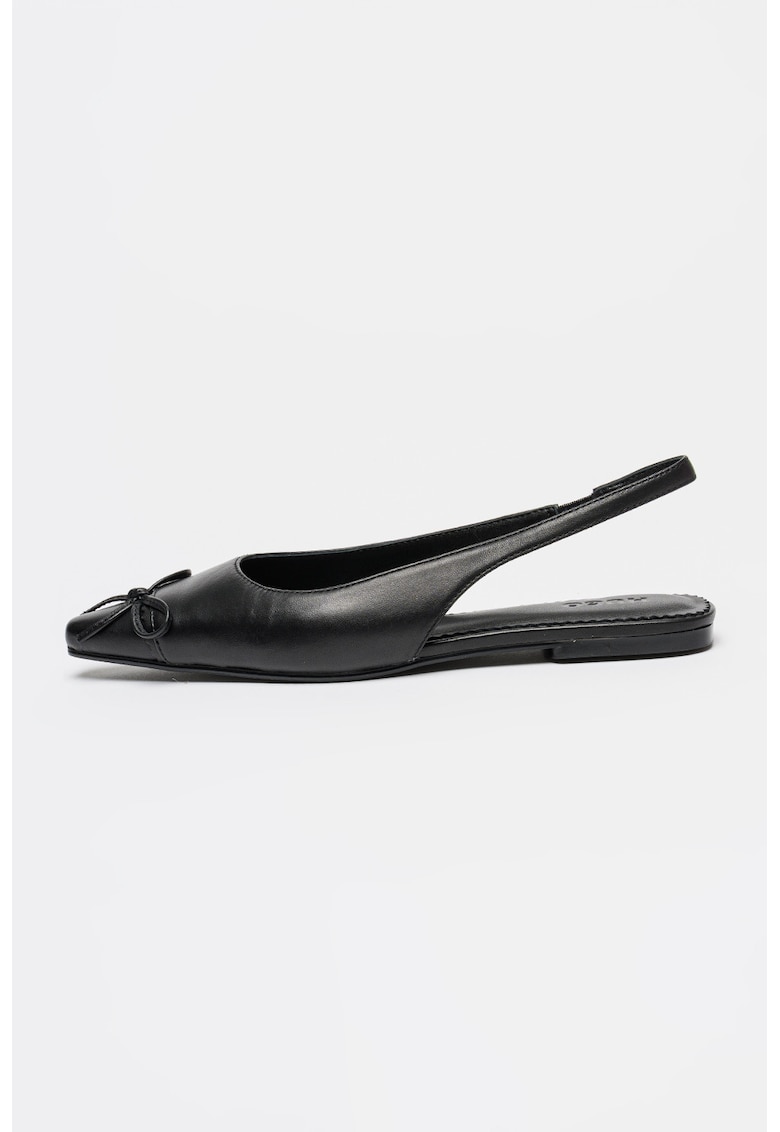 Balerini slingback din piele cu funda Seleny - Negru