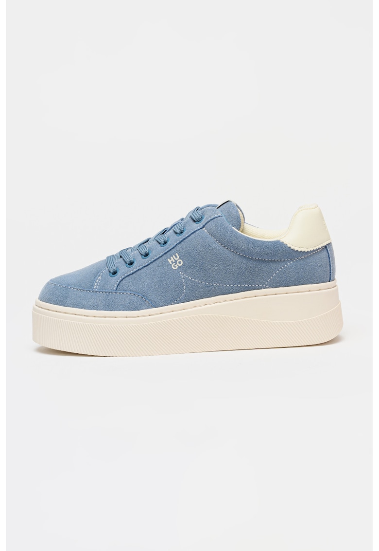 Pantofi sport din piele intoarsa cu talpa flatform Lyzz - Albastru prafuit