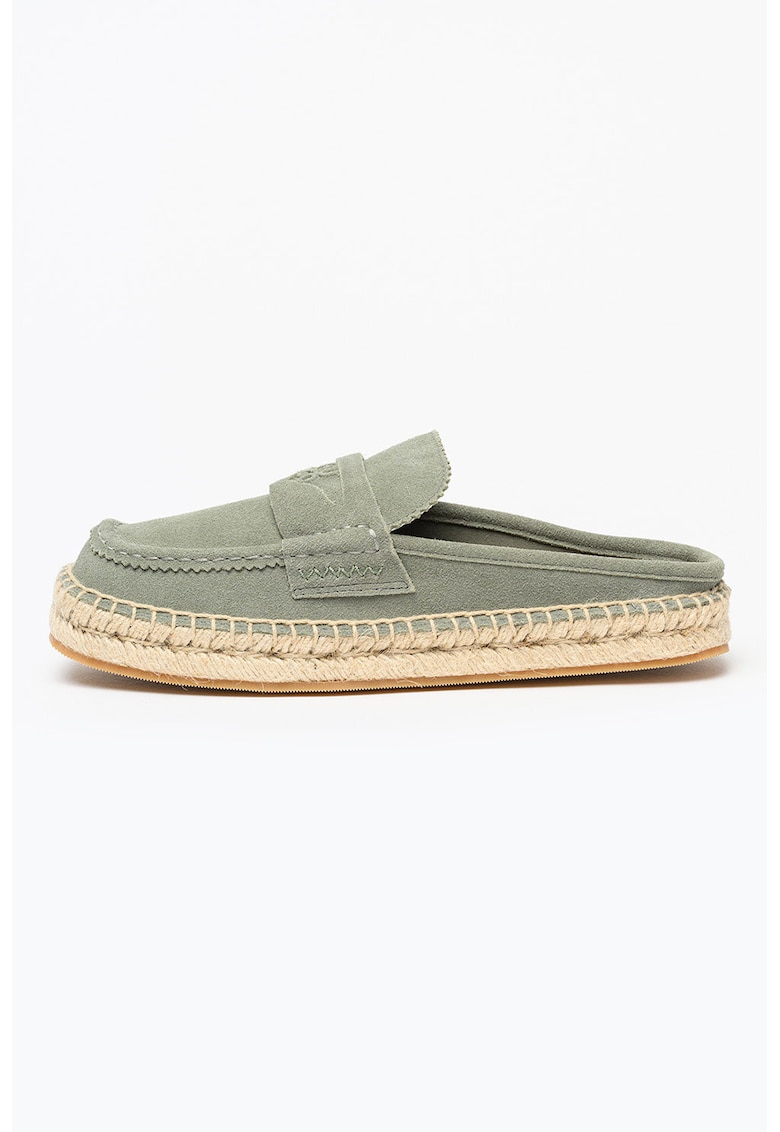 Saboti-espadrila din piele intoarsa - Verde pal