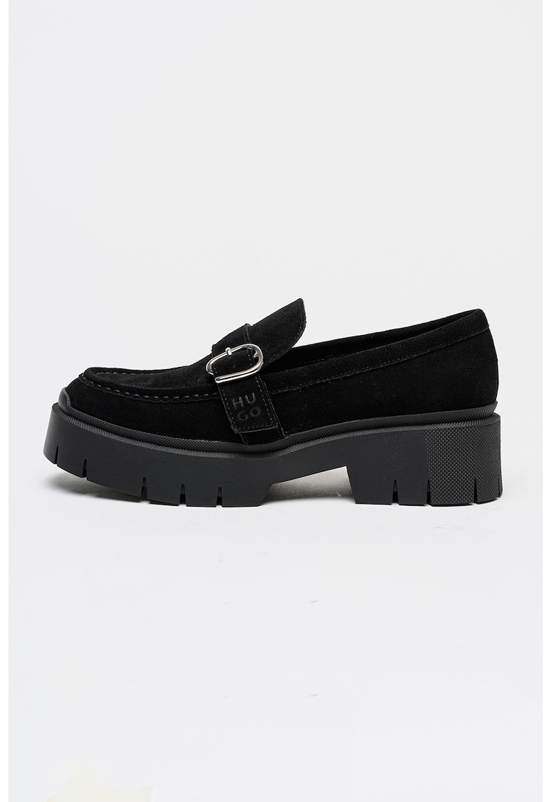 Pantofi loafer din piele intoarsa Kris - Negru