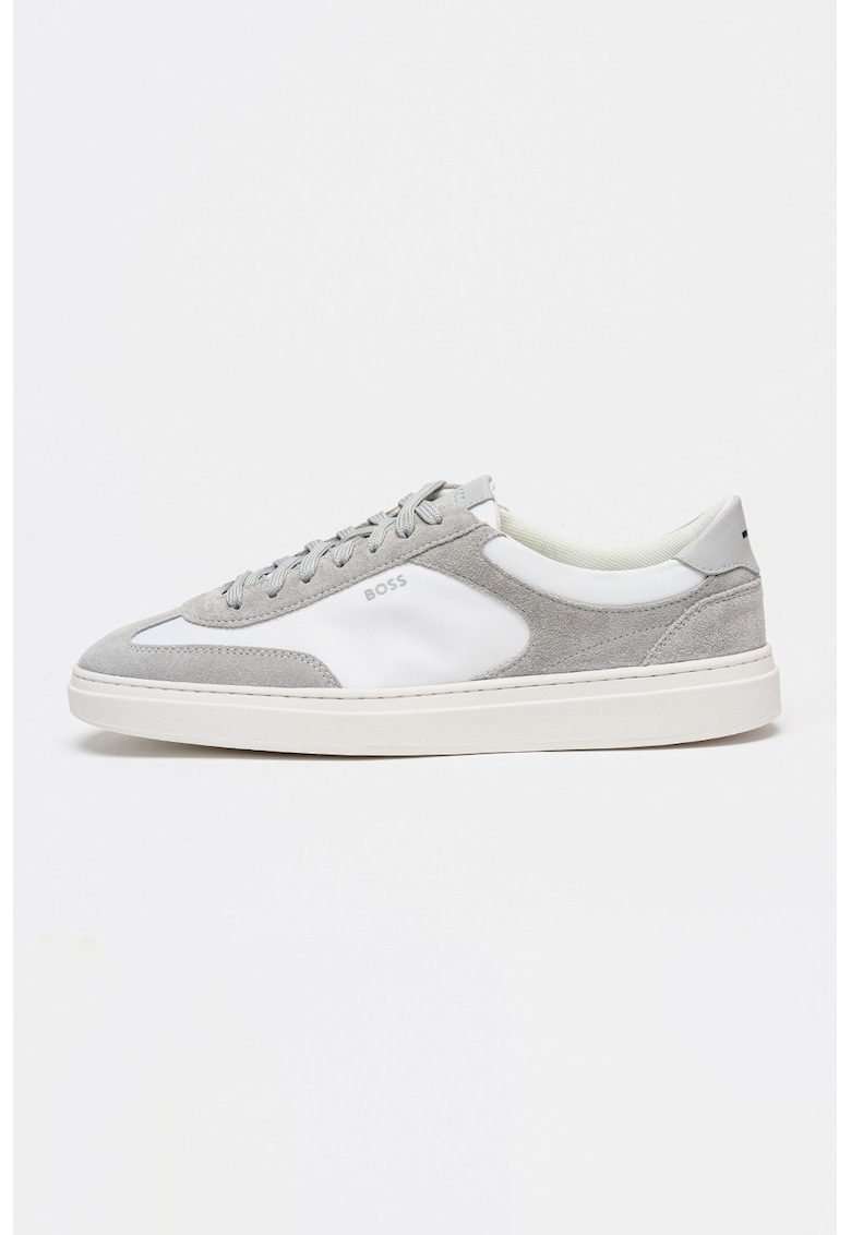 Pantofi sport din piele intoarsa cu garnituri din material textil Kieran - Alb/Gri deschis