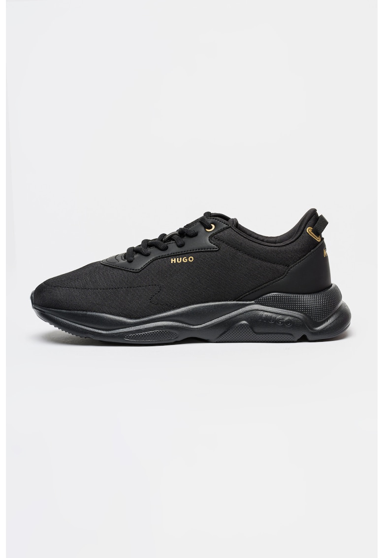 Pantofi sport din material textil cu logo discret Leon Runn - Negru