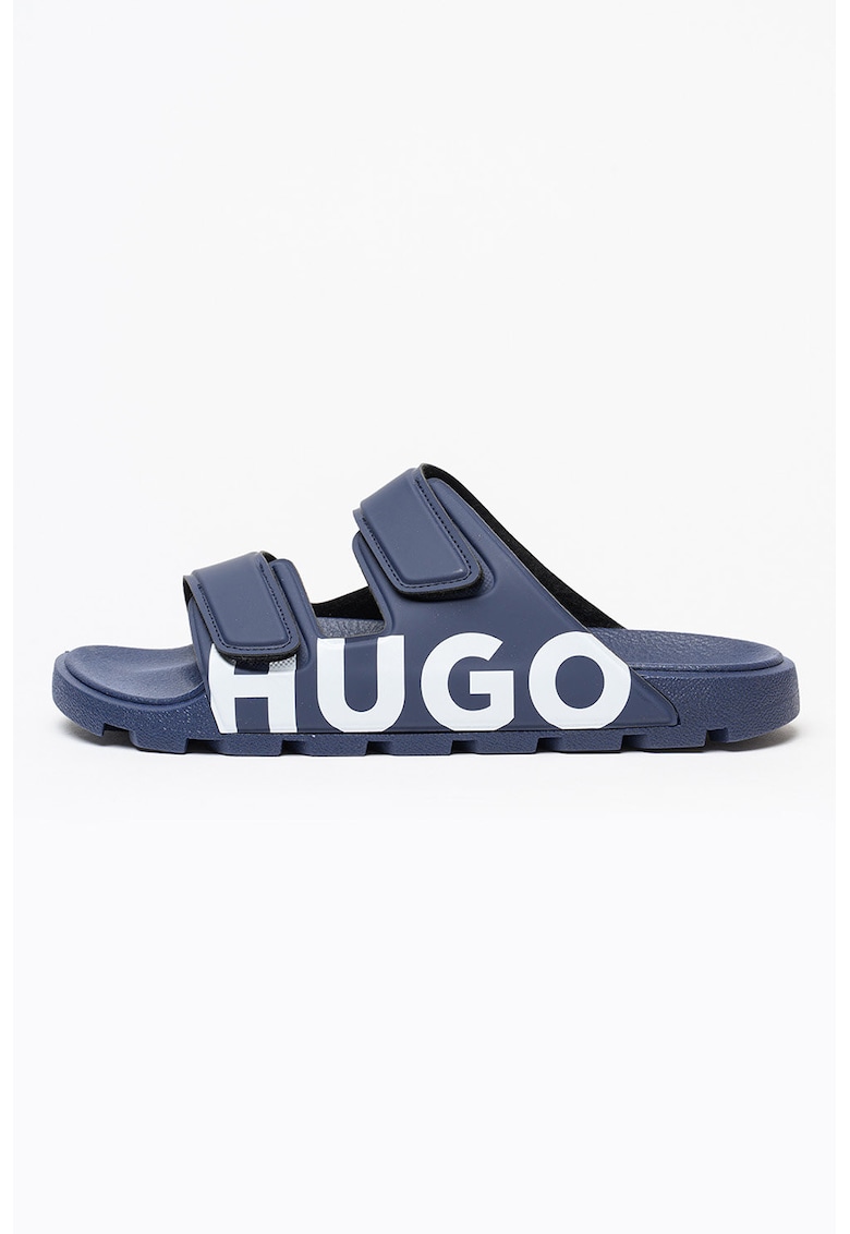 Papuci cu logo si velcro Evander - Albastru inchis