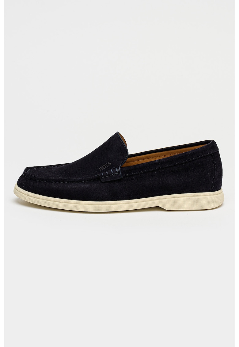 Pantofi loafer din piele intoarsa cu varf rotund Sienne - Albastru ultramarin