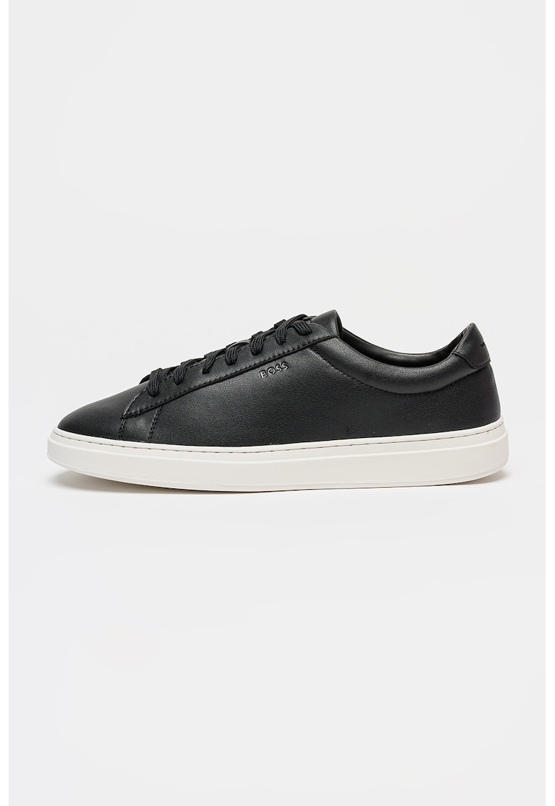 Pantofi sport Kieran de piele cu logo stantat - Negru/Negru stins