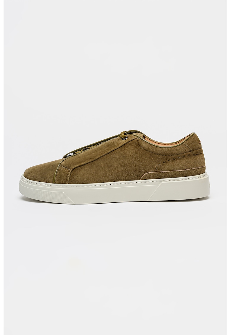 Pantofi sport low-cut Gary de piele intoarsa - Maro deschis