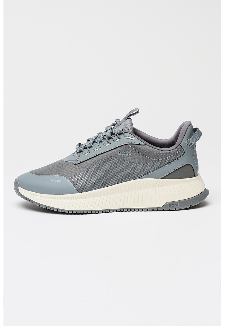 Tenisi cu talpa wedge si insertii din piele ecologica Gore-Tex - Gri cenusiu