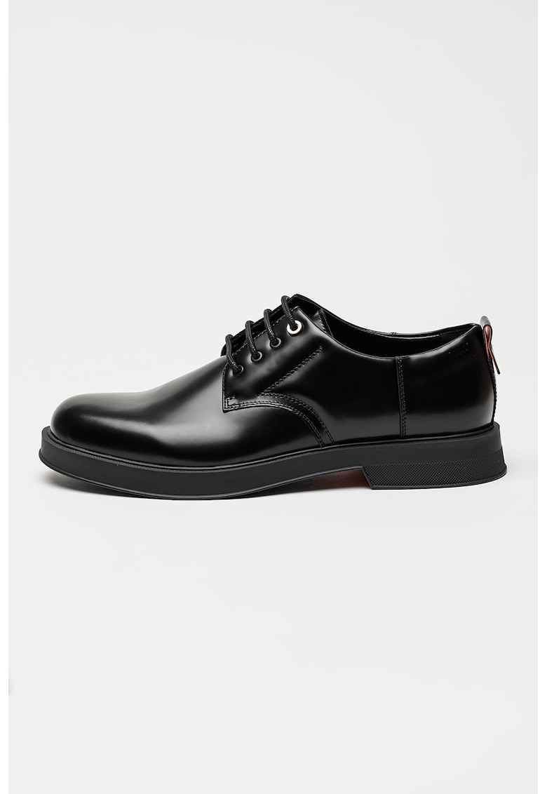 Pantofi derby din piele lacuita Lenner - Negru