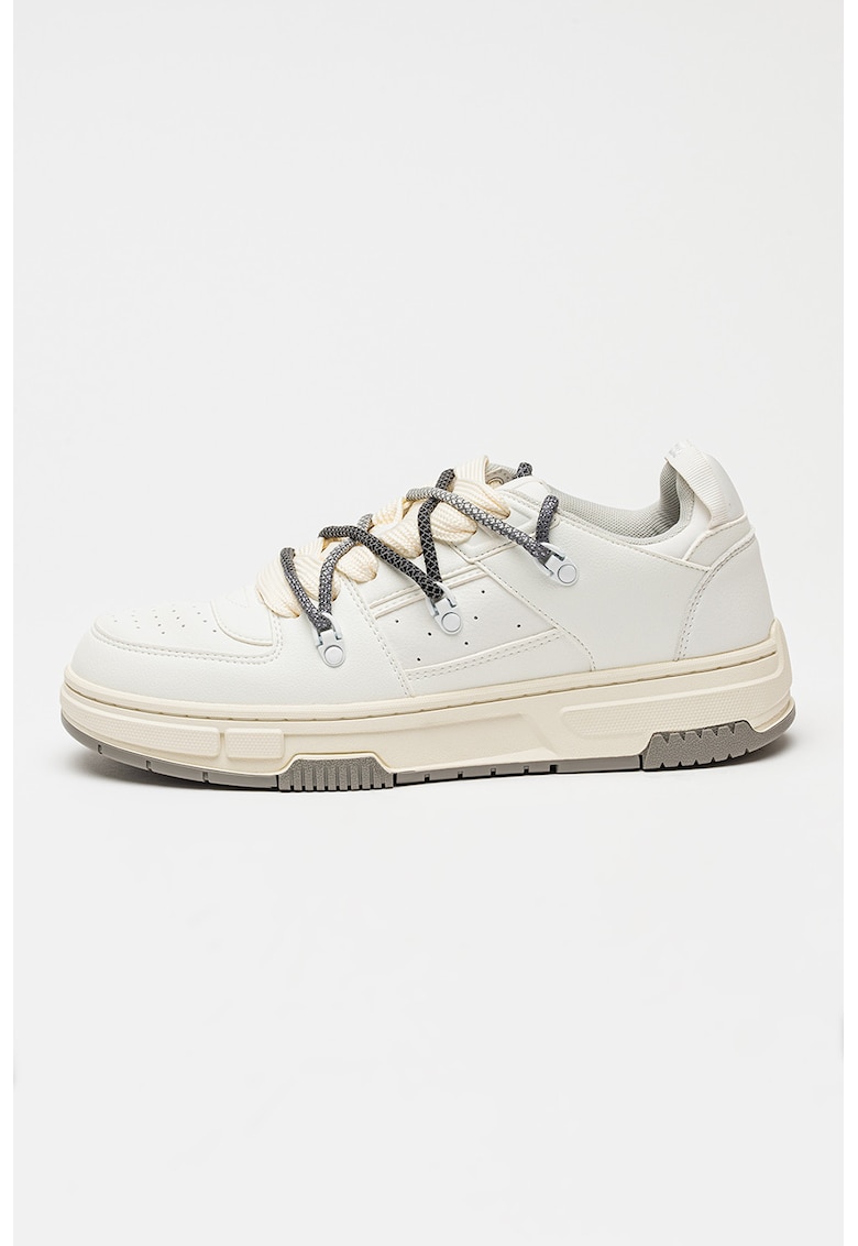 Pantofi sport din piele ecologica cu sireturi duble Yarrow - Alb