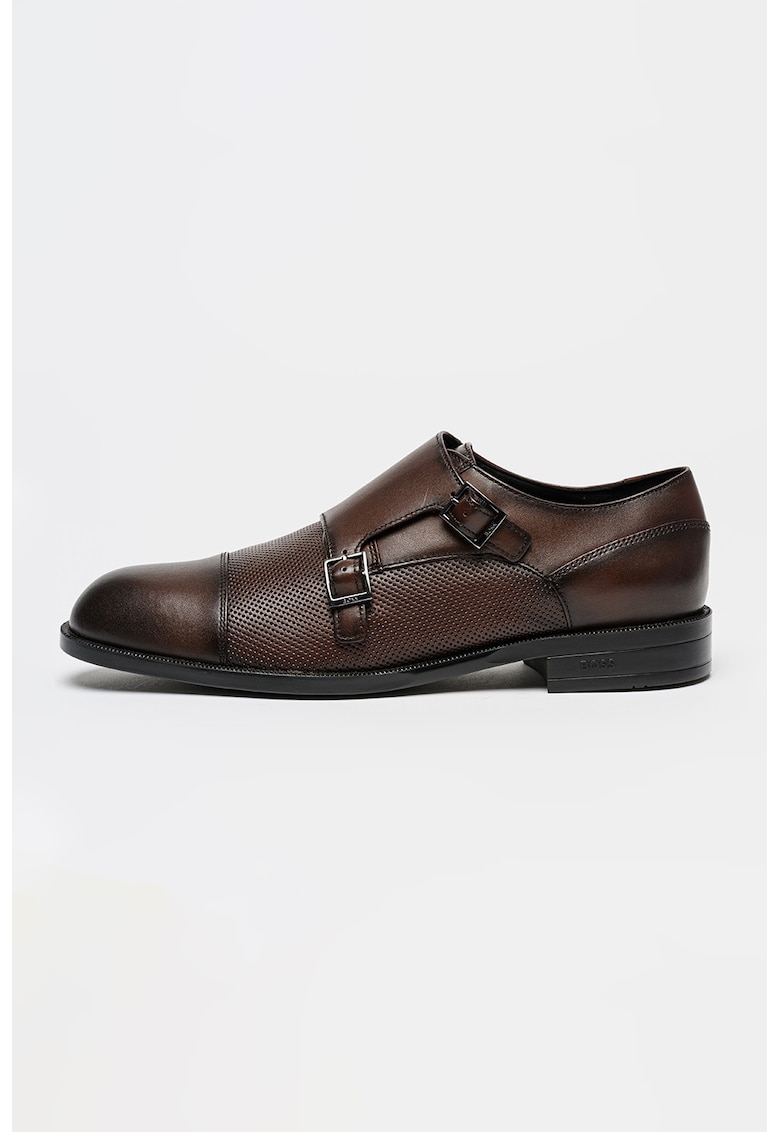 Pantofi monk din piele Tayil - Maro inchis