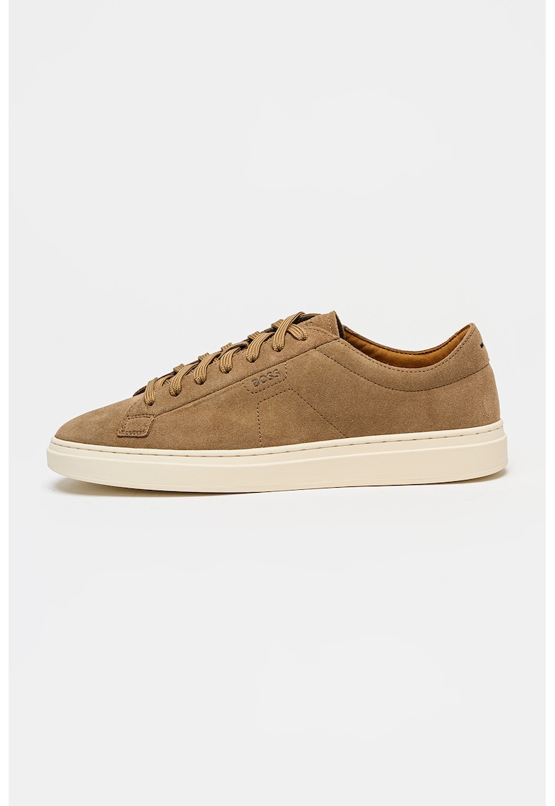 Pantofi sport low cut din piele intoarsa cu logo discret Kieran - Maro camel