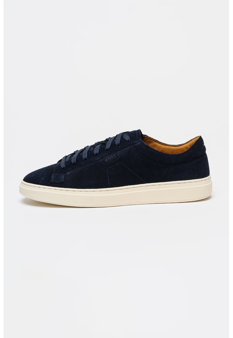 Pantofi sport low cut din piele intoarsa cu logo discret Kieran - Bleumarin