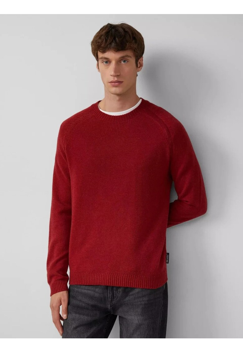 Pulover barbati cu decolteu la baza gatului - din lana - Rosu inchis