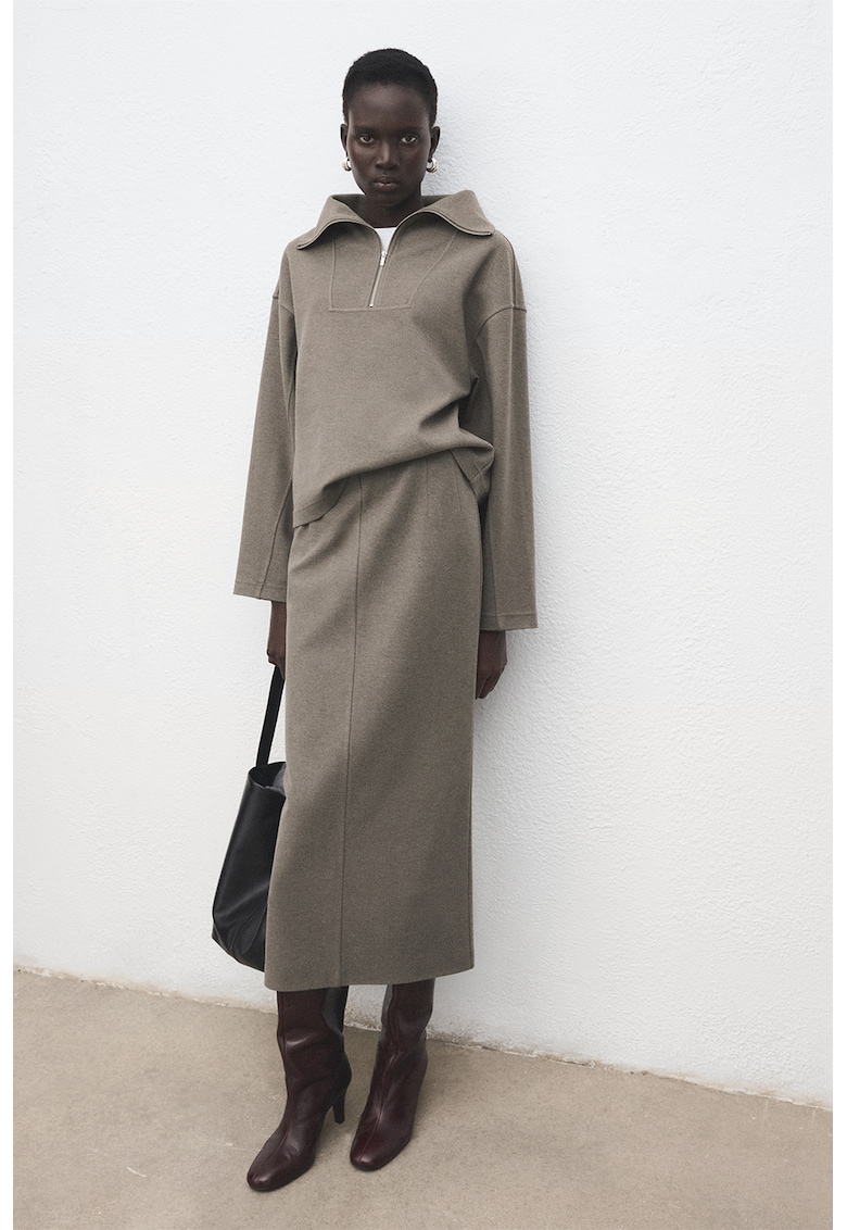 Fusta midi dreapta - Maro inchis