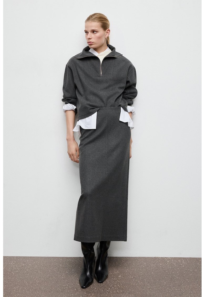 Fusta midi dreapta - Gri antracit