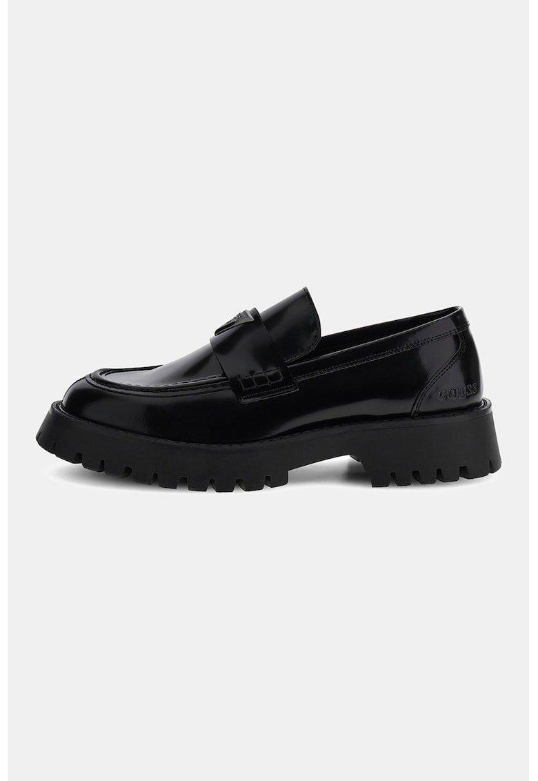 Pantofi loafer din piele cu detalii logo - Negru