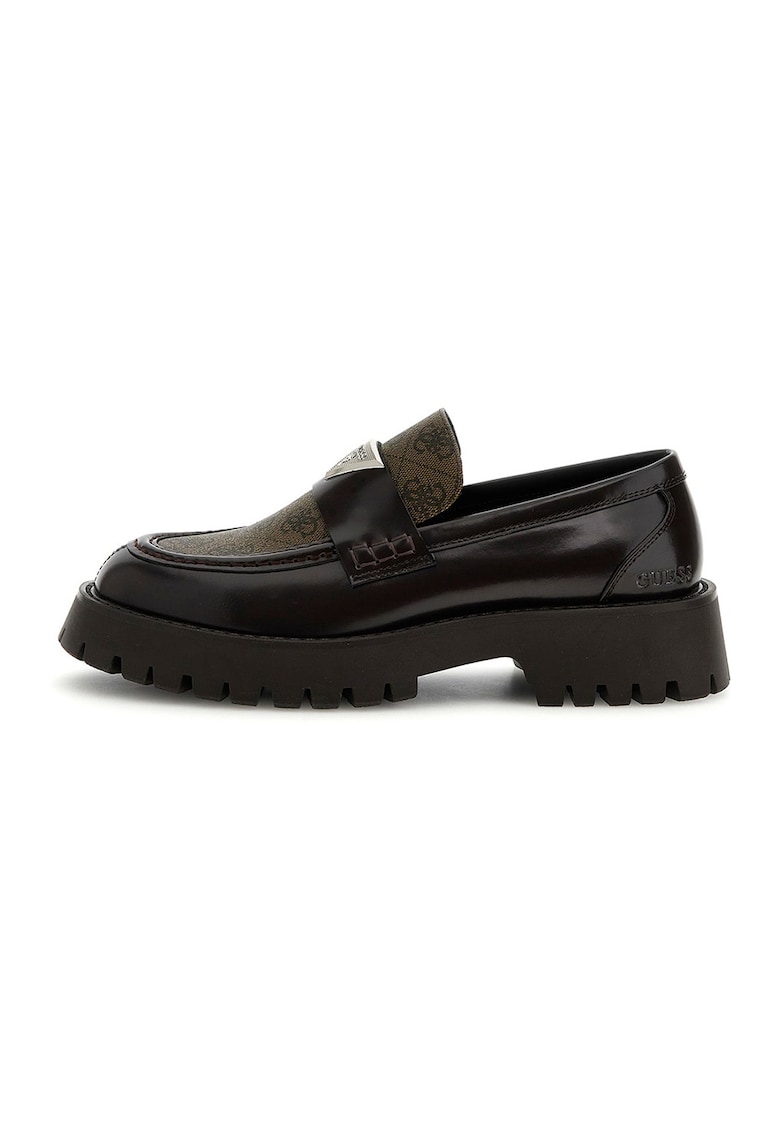 Pantofi loafer din piele cu garnituri din material sintetic - Negru/Maro