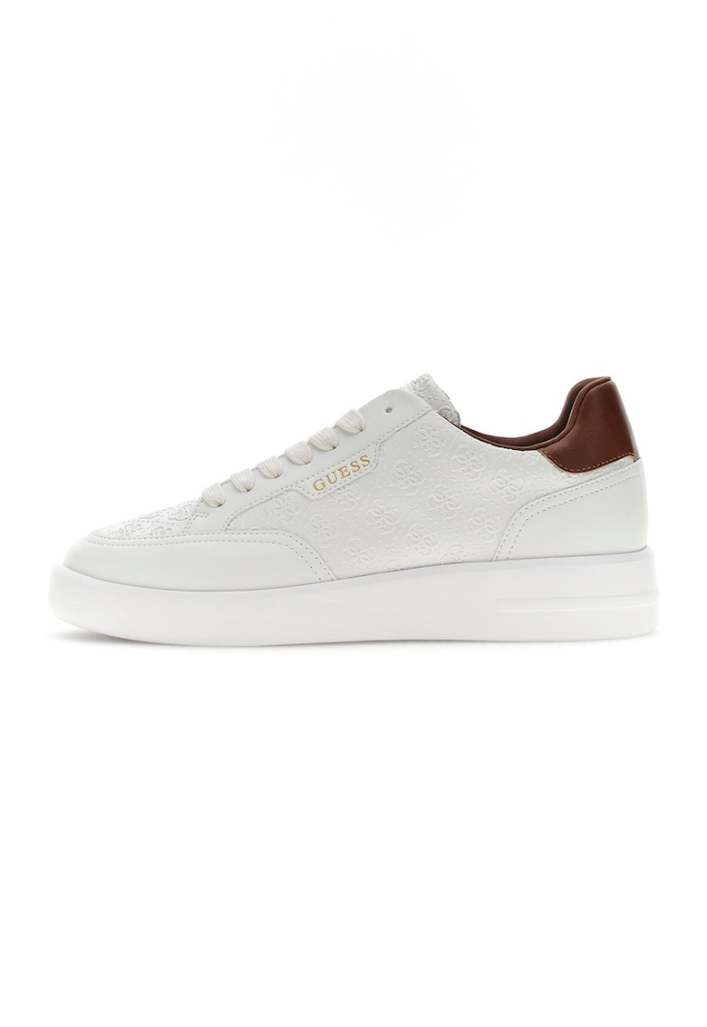 Pantofi sport din piele ecologica cu model monograma - Alb murdar