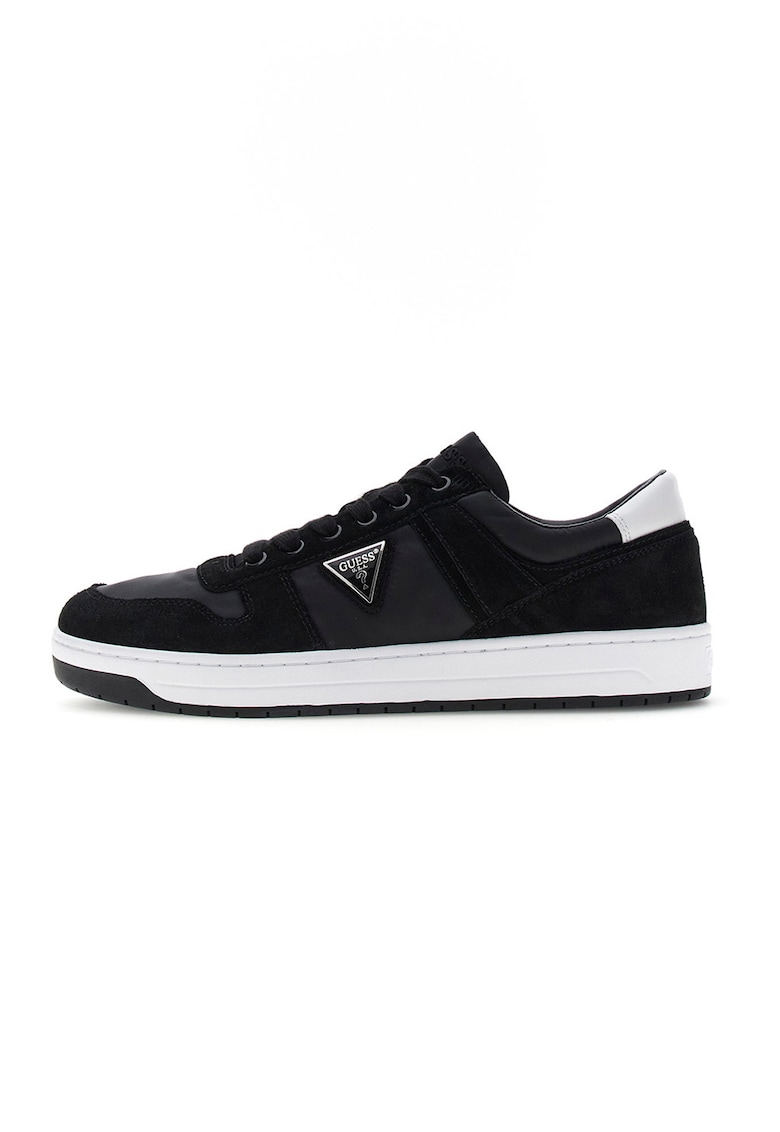 Pantofi sport din piele intoarsa si material textil cu logo metalic - Negru
