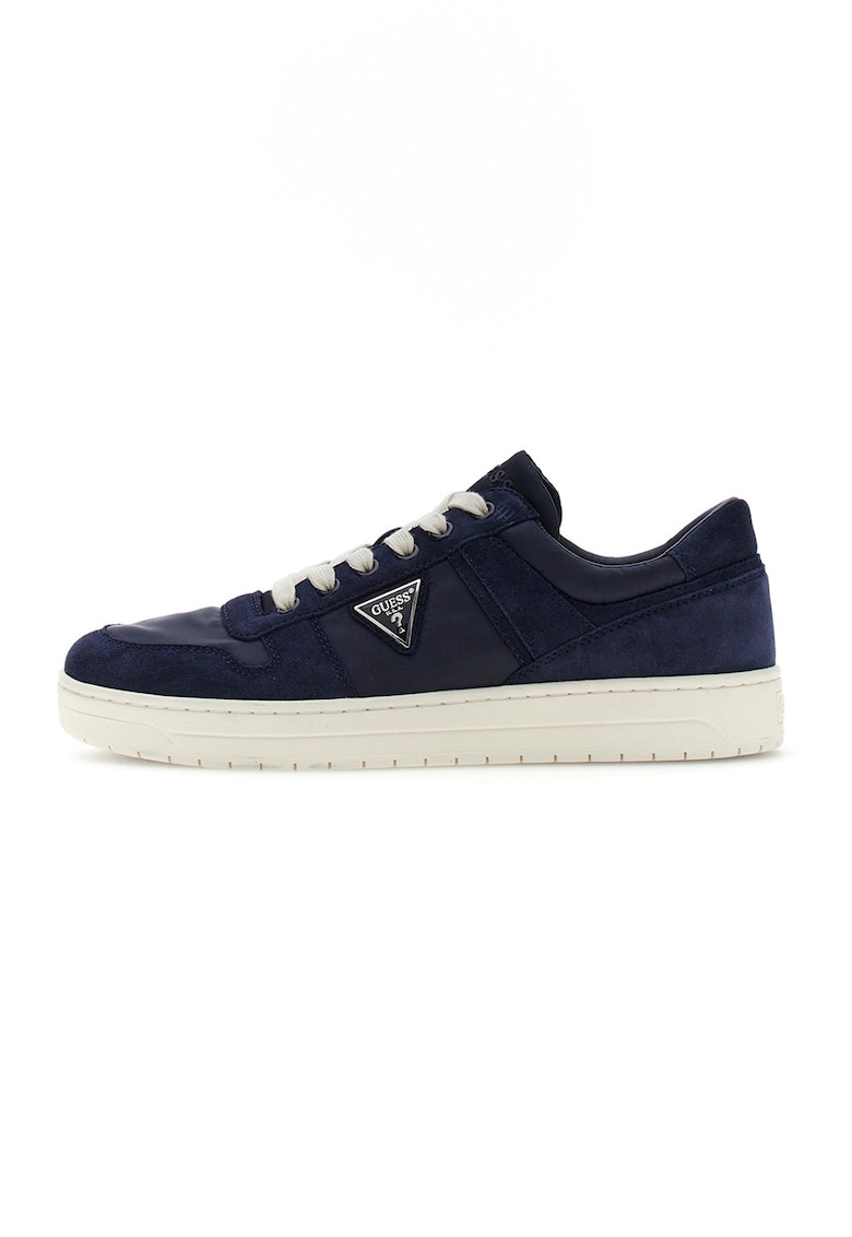 Pantofi sport din piele intoarsa cu aplicatie logo - Bleumarin