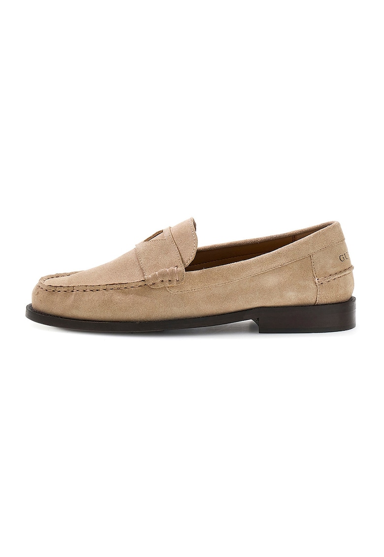 Pantofi loafer din piele intoarsa - Bej inchis