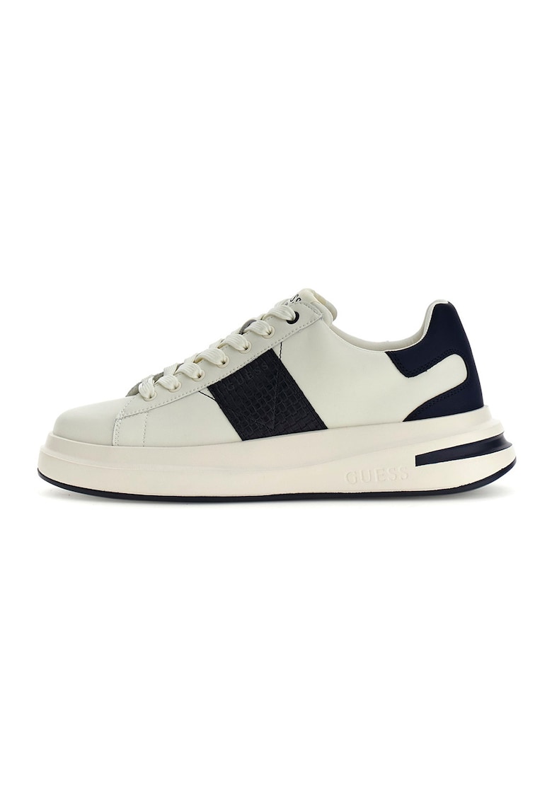 Pantofi sport wedge cu garnituri din material sintetic - Alb fildes/Negru