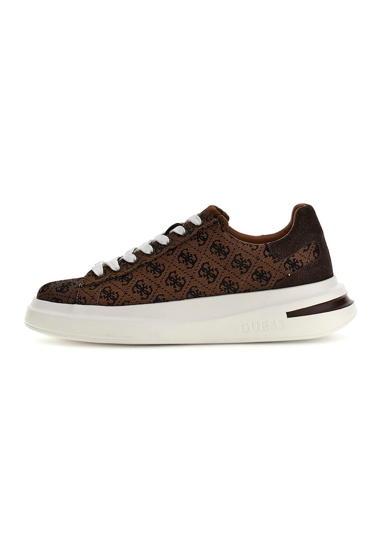 Pantofi sport wedge cu garnituri din piele - Maro inchis