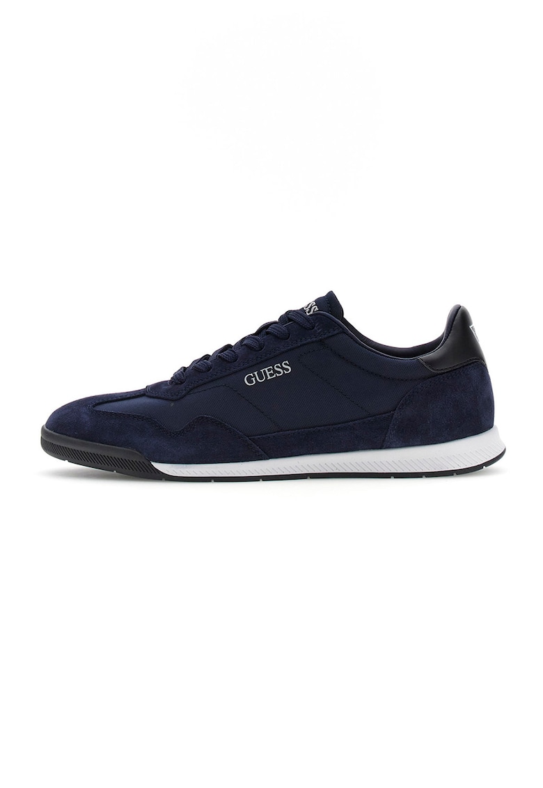 Pantofi sport low-cut cu garnituri din piele intoarsa - Bleumarin