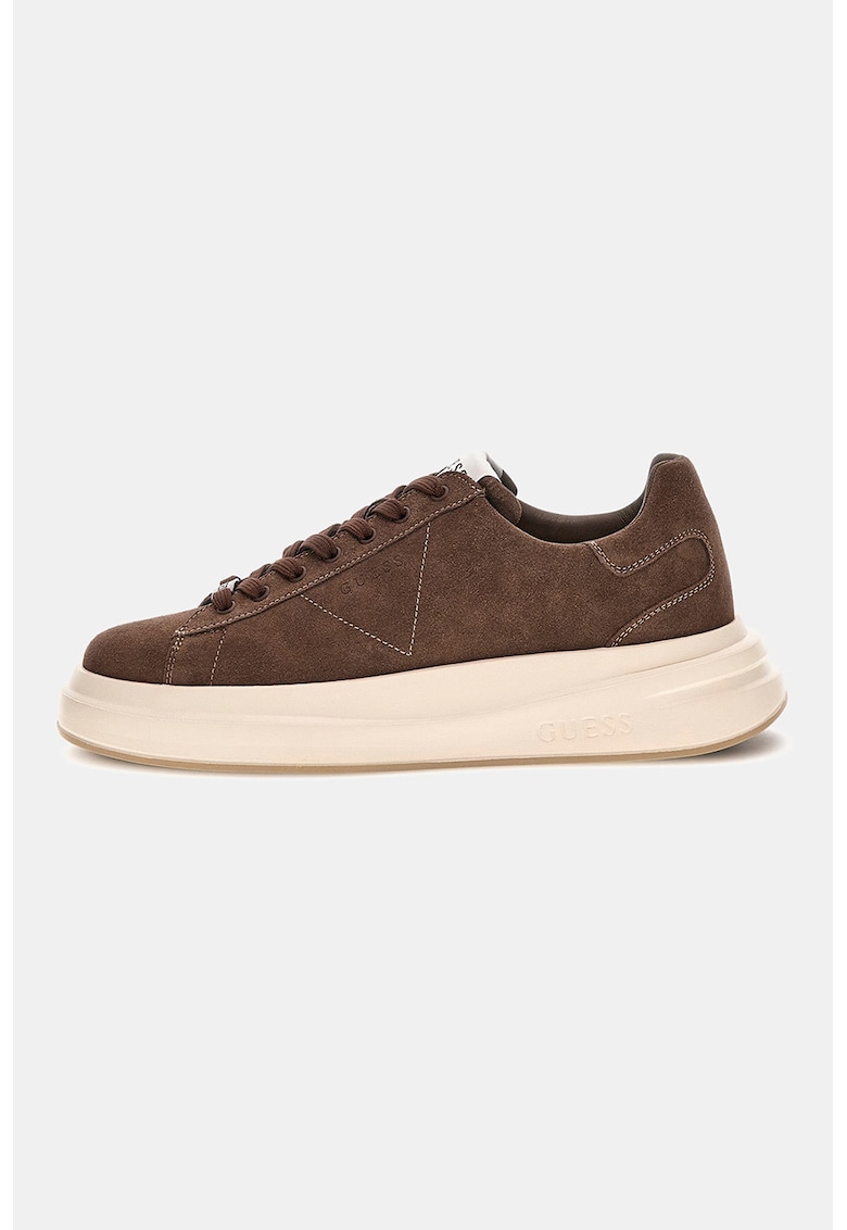 Pantofi sport din piele intoarsa cu logo discret - Maro inchis