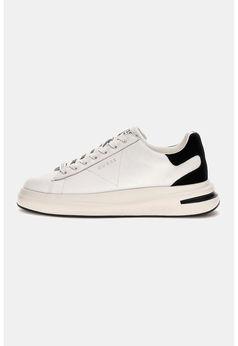 Pantofi sport wedge din piele cu garnituri din piele intoarsa - Negru/Alb murdar