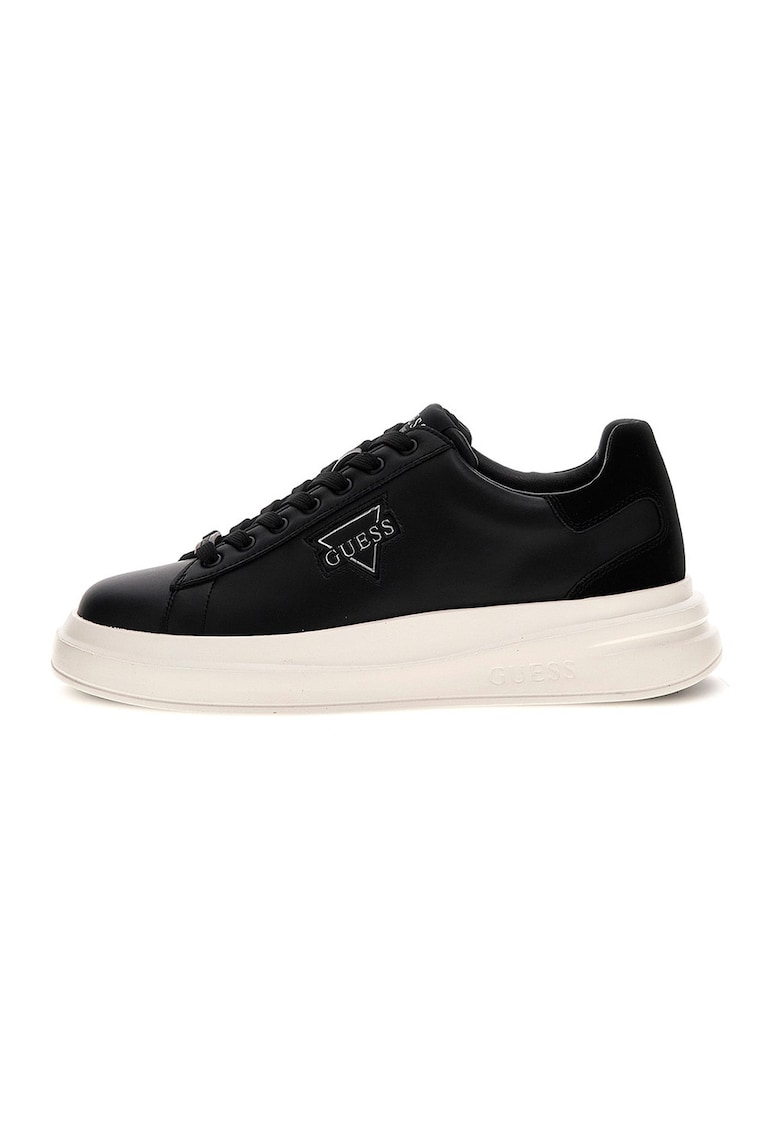 Pantofi sport flatform din piele cu imprimeu logo lateral - Negru