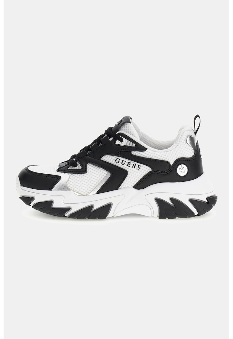 Pantofi sport low-cut cu talpa wedge - Negru/Alb optic