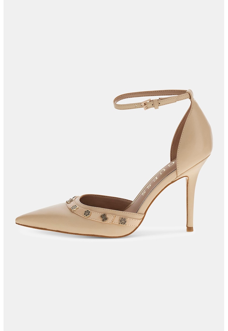 Pantofi din piele si piele ecologica cu varf ascutit - Maro nisip