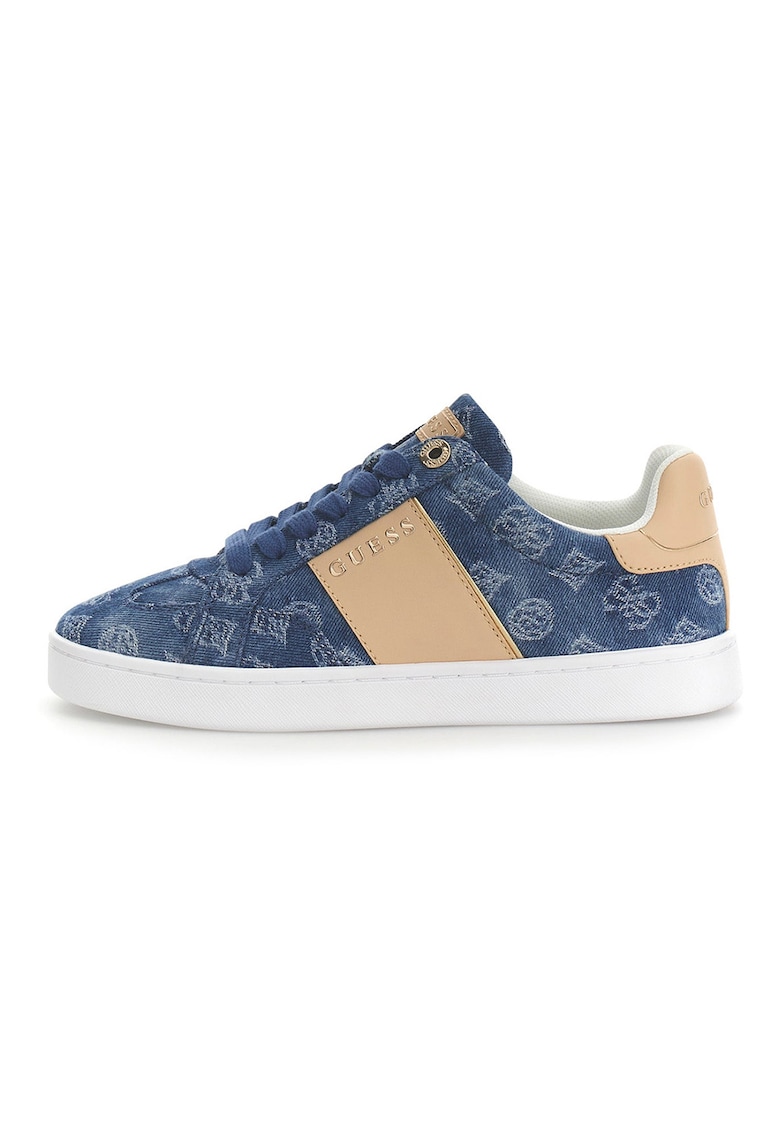 Pantofi sport din denim cu garnituri din piele ecologica - Albastru